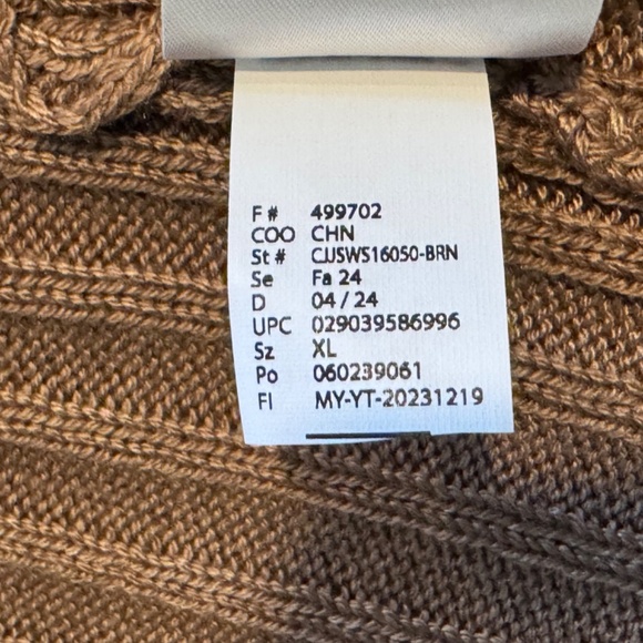 Jessica Simpson Available XL and XXL Ladies' Brown Ribbed Sweater. NEW WITH TAGS - Picture 16 of 16